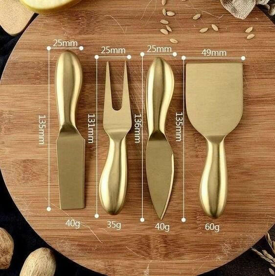 Gold Cheese Knife Set, 4 Piece