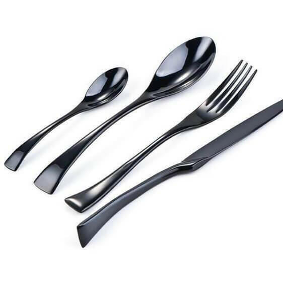 Jet Black Titanium Plated Silverware Set