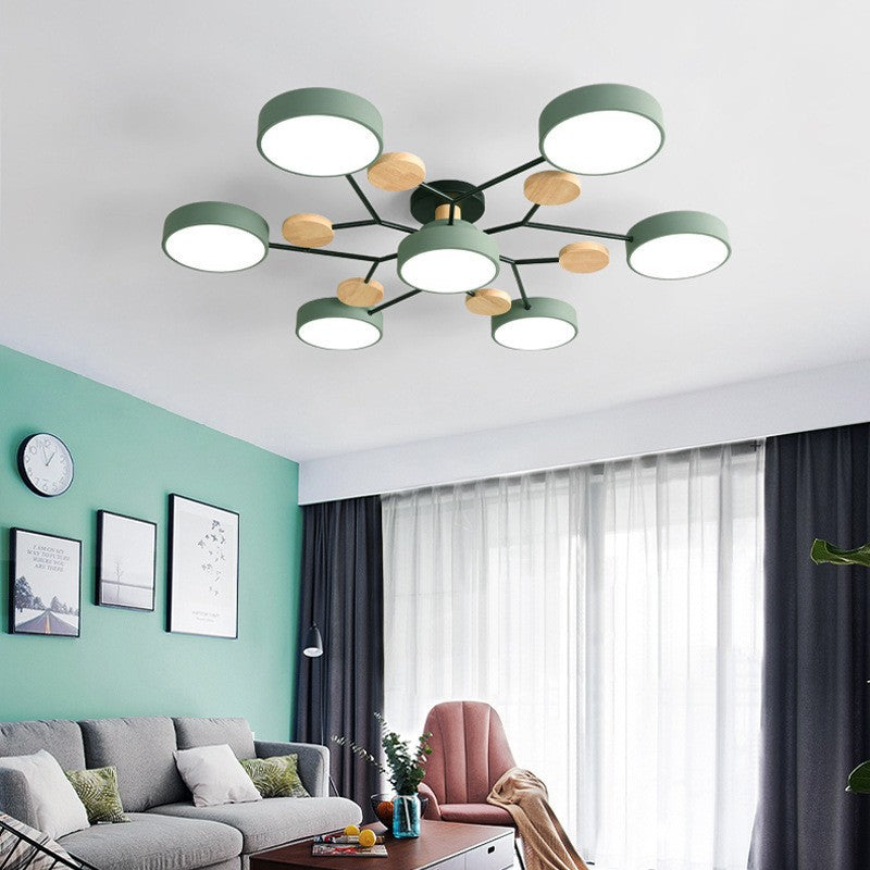 Modern Scandinavian Round Molecule Branch LED Semi-Flush Mount Ceiling Light for Living Room