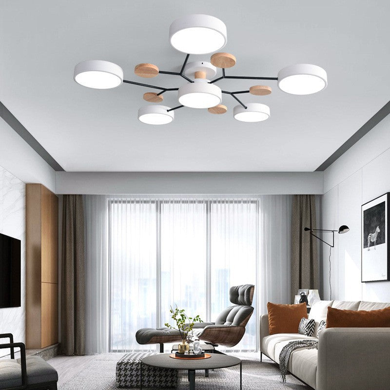 Modern Scandinavian Round Molecule Branch LED Semi-Flush Mount Ceiling Light for Living Room
