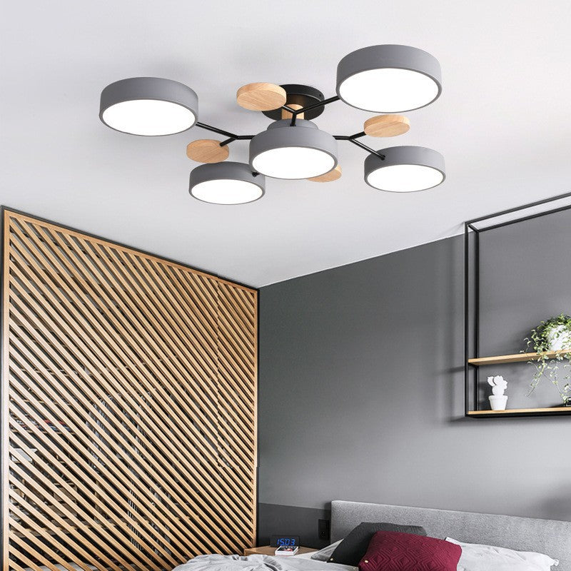 Modern Scandinavian Round Molecule Branch LED Semi-Flush Mount Ceiling Light for Living Room