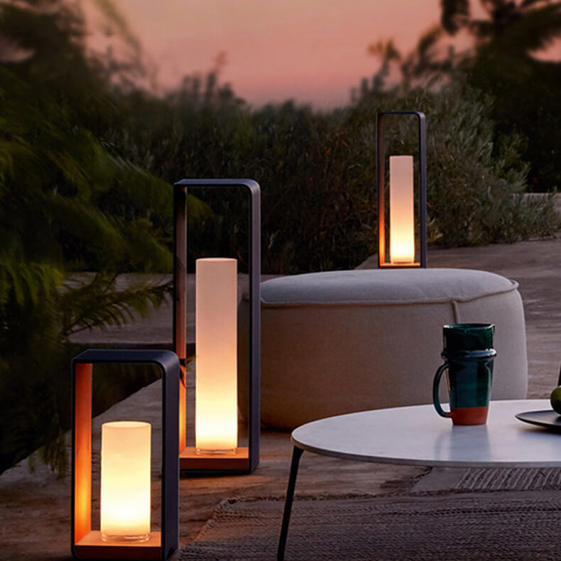 Modern Minimalist Square Stainless Steel & Acrylic LED Landscape Light, Waterproof Outdoor Lawn and Patio Fixture