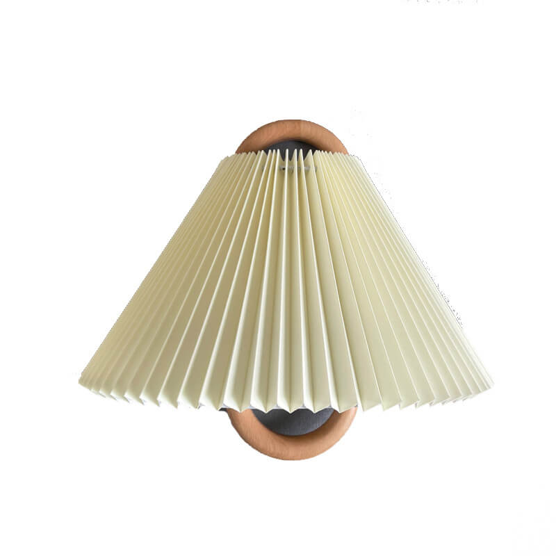 Modern Solid Wood Pleated Semi-Circular 1-Light Wall Sconce Lamp