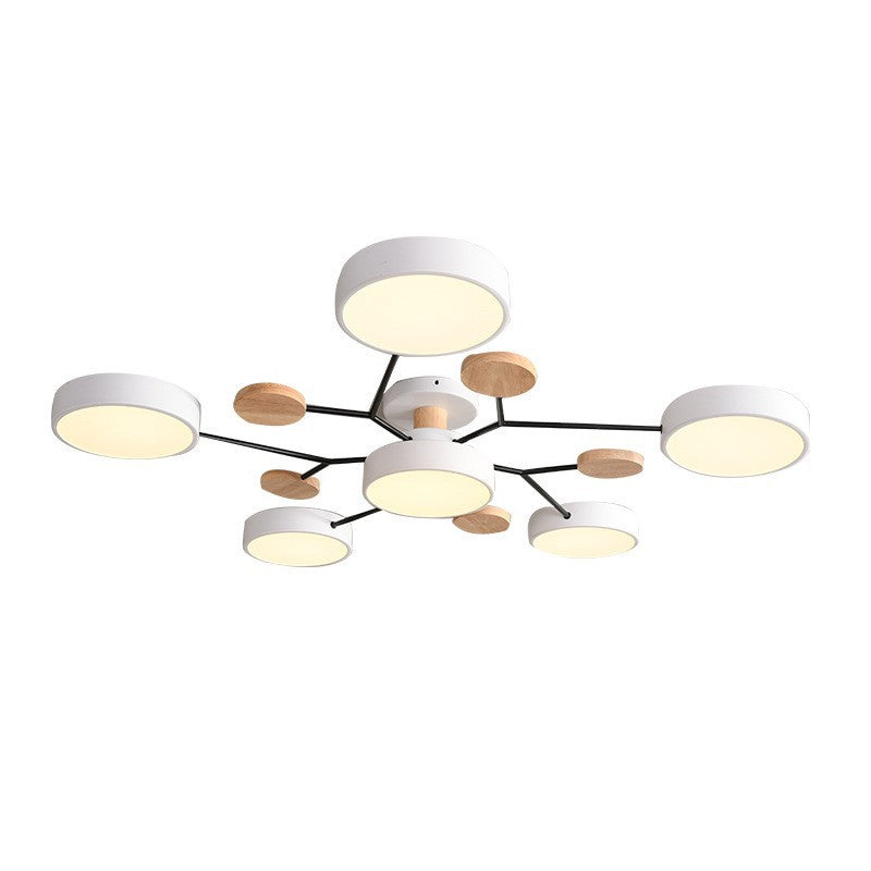 Modern Scandinavian Round Molecule Branch LED Semi-Flush Mount Ceiling Light for Living Room