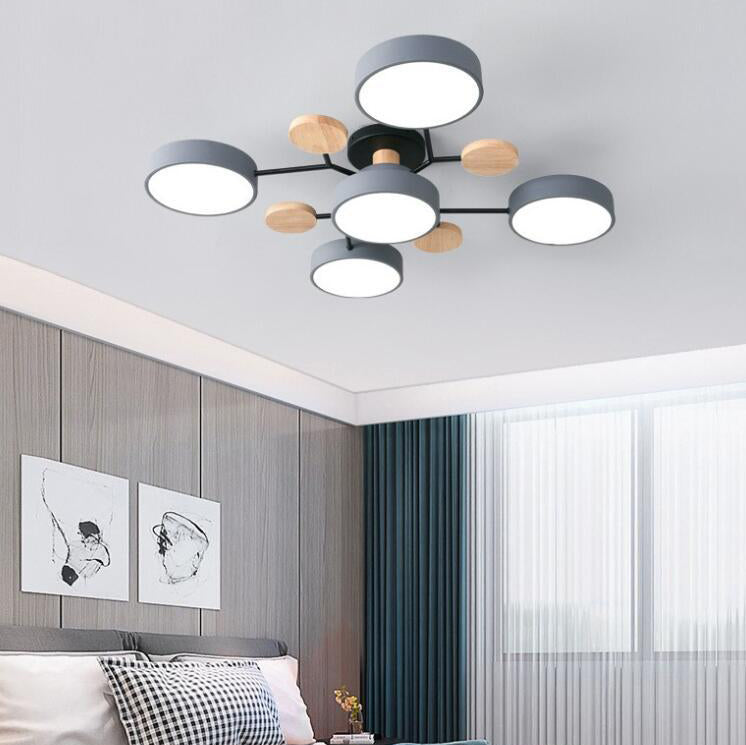 Modern Scandinavian Round Molecule Branch LED Semi-Flush Mount Ceiling Light for Living Room