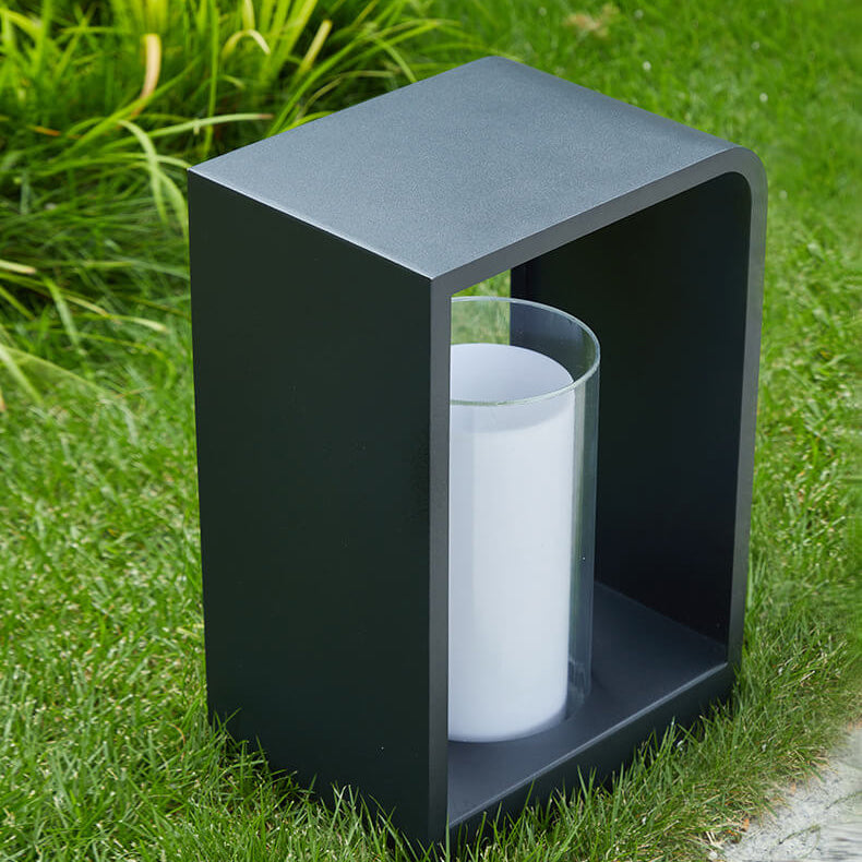 Modern Minimalist Square Stainless Steel & Acrylic LED Landscape Light, Waterproof Outdoor Lawn and Patio Fixture