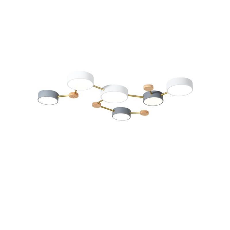 Scandinavian Minimalist LED Flush Mount Ceiling Light with Solid Wood and Iron Design