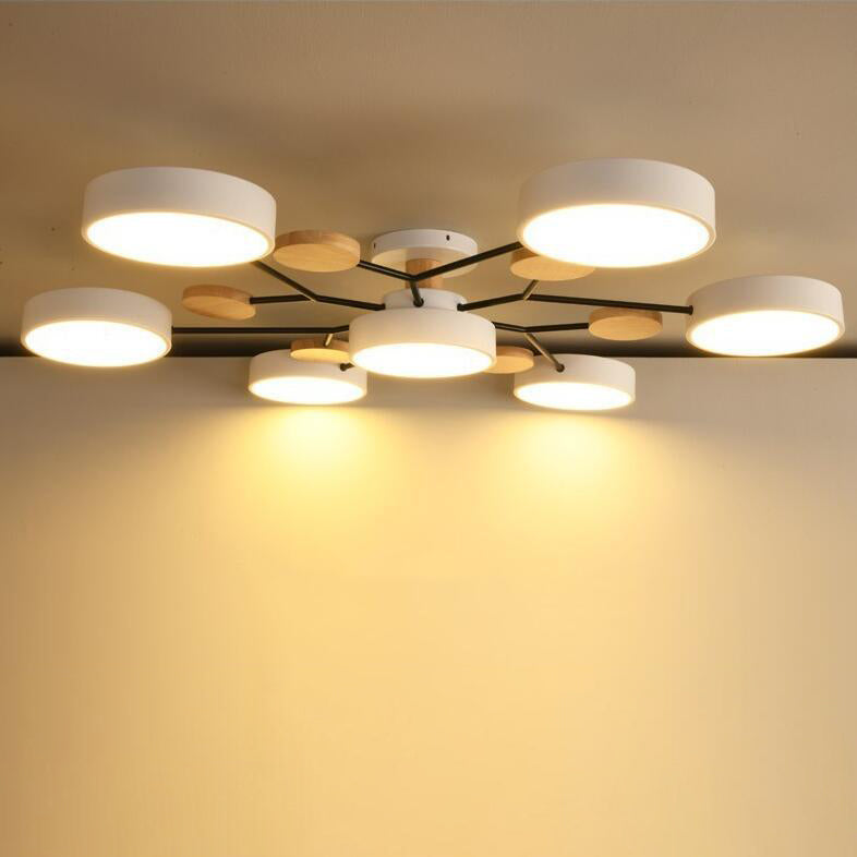 Modern Scandinavian Round Molecule Branch LED Semi-Flush Mount Ceiling Light for Living Room