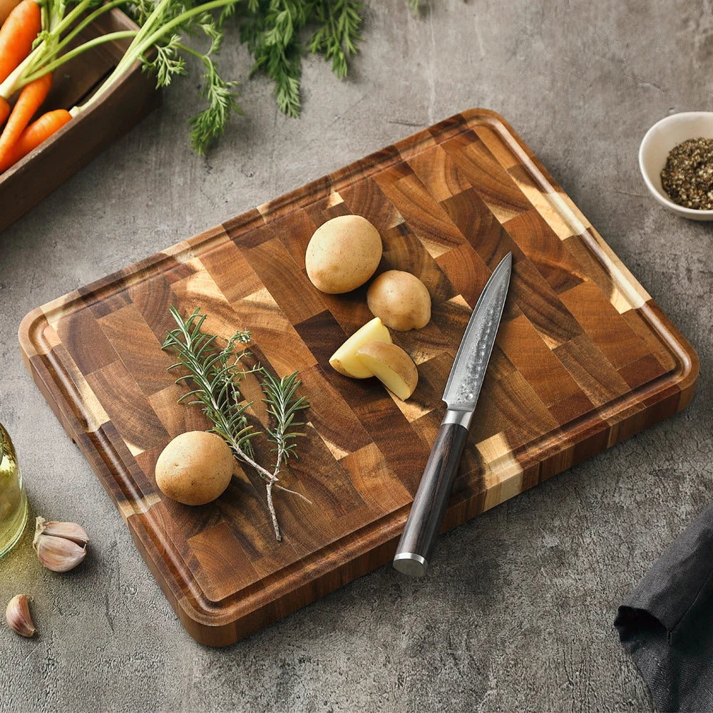 Cutting Board Premium Acacia Wood Splicing Kitchen Accessories Chopping Board Drain Water and Damp-Proof Kitchen Tools