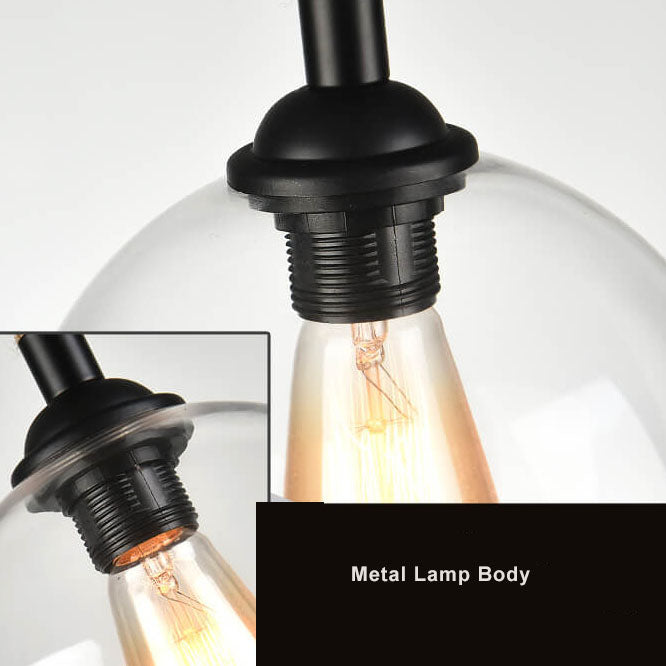 Vintage Traditional Round Glass & Metal Rope-Hanging 1-Light Pendant for Living Room