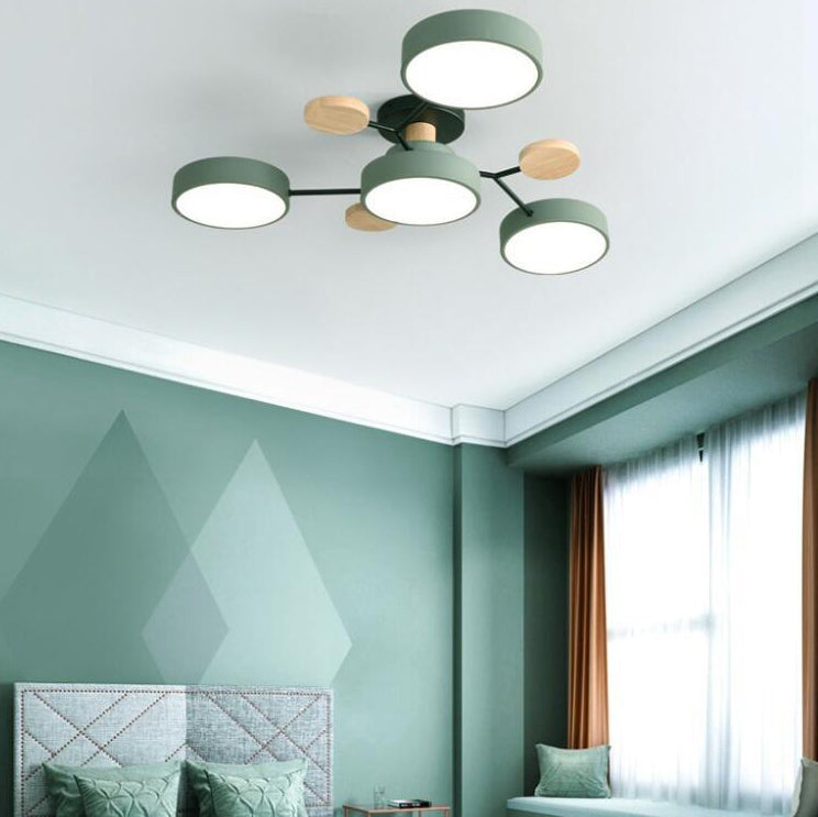 Modern Scandinavian Round Molecule Branch LED Semi-Flush Mount Ceiling Light for Living Room