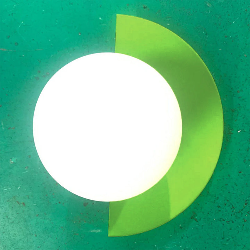 Modern Minimalist 1-Light Glass Wall Sconce with Colorful Spherical Semicircle Design