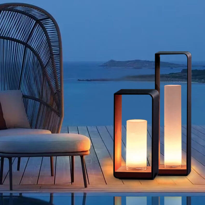 Modern Minimalist Square Stainless Steel & Acrylic LED Landscape Light, Waterproof Outdoor Lawn and Patio Fixture