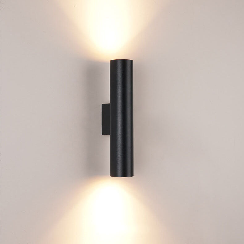 Modern Minimalist Round Aluminum Cylinder 2-Light Wall Sconce for Bedroom