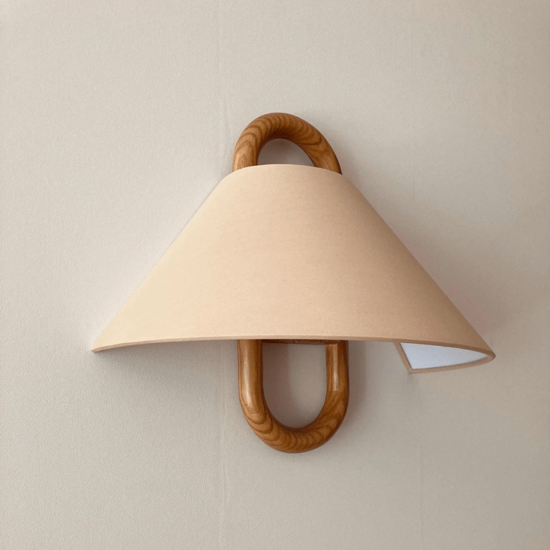 Modern Solid Wood Pleated Semi-Circular 1-Light Wall Sconce Lamp