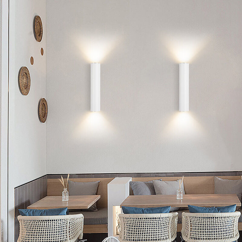 Modern Minimalist Round Aluminum Cylinder 2-Light Wall Sconce for Bedroom