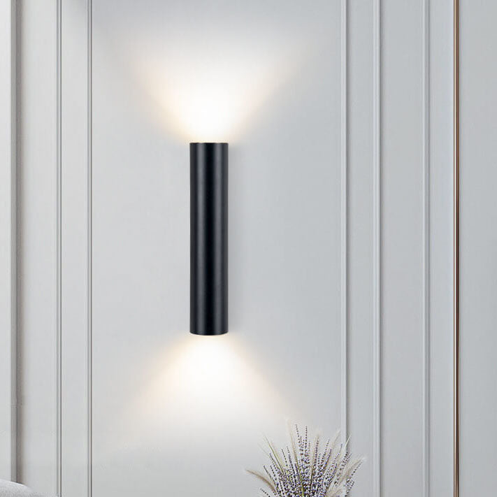 Modern Minimalist Round Aluminum Cylinder 2-Light Wall Sconce for Bedroom