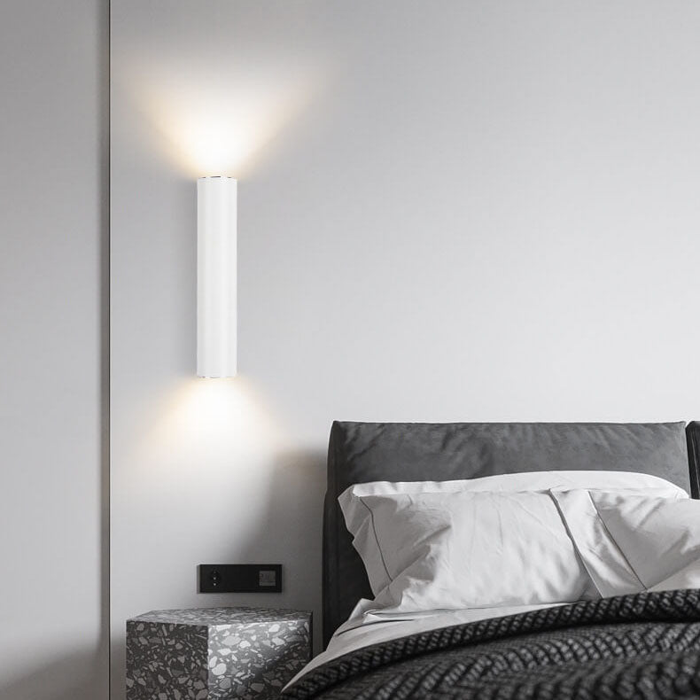 Modern Minimalist Round Aluminum Cylinder 2-Light Wall Sconce for Bedroom