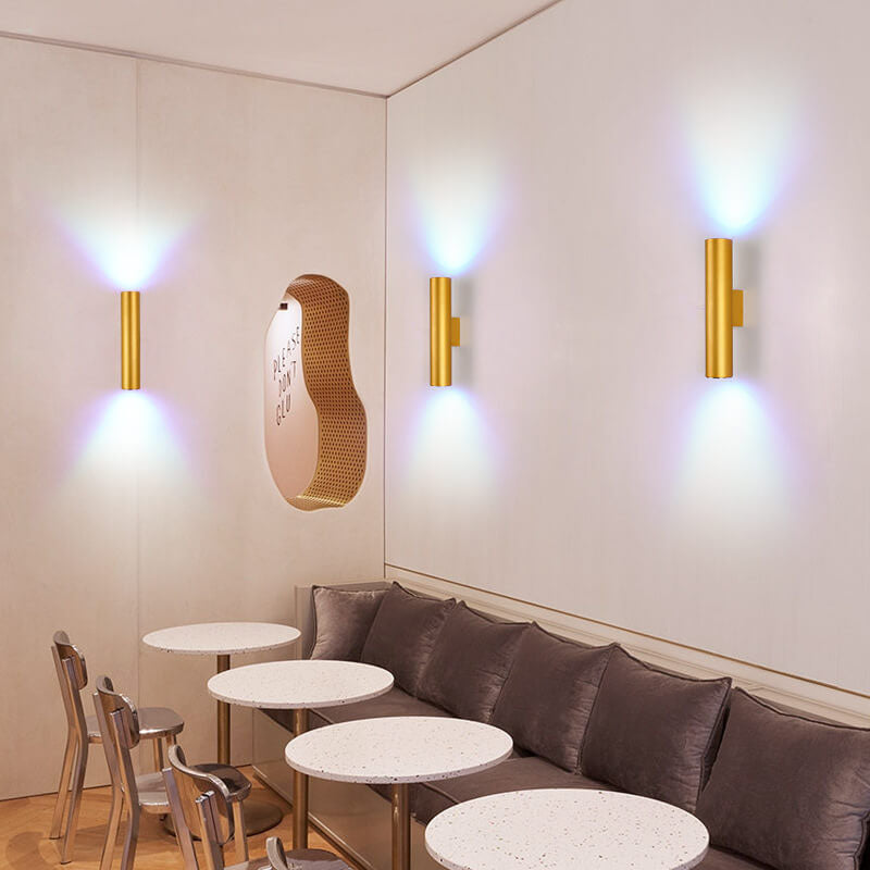 Modern Minimalist Round Aluminum Cylinder 2-Light Wall Sconce for Bedroom
