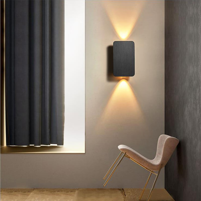 Nordic Minimalist Aluminum Rectangular Flat Panel 2-Light LED Wall Sconce