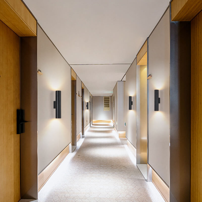 Modern Minimalist Round Aluminum Cylinder 2-Light Wall Sconce for Bedroom
