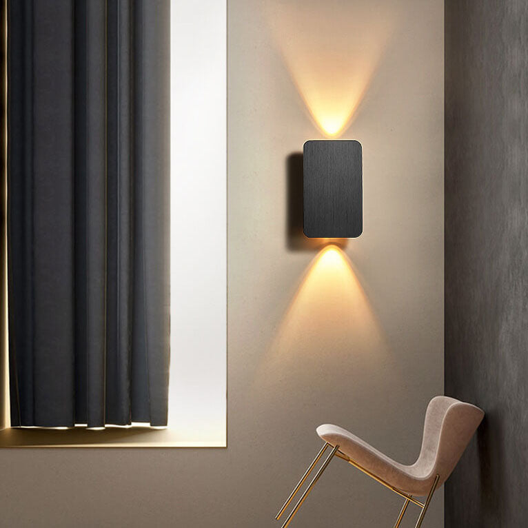 Nordic Minimalist Aluminum Rectangular Flat Panel 2-Light LED Wall Sconce