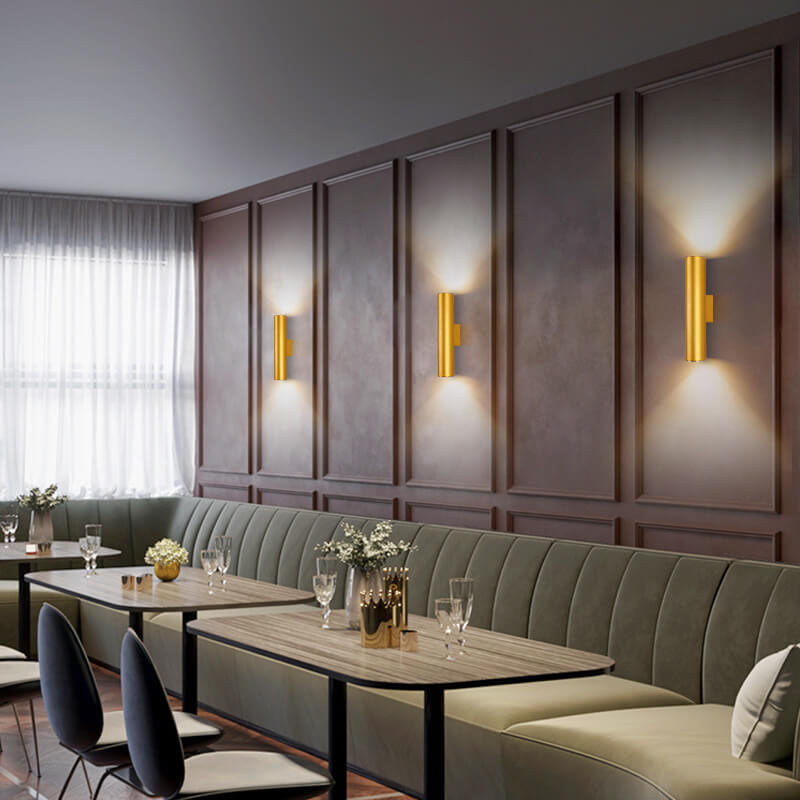 Modern Minimalist Round Aluminum Cylinder 2-Light Wall Sconce for Bedroom