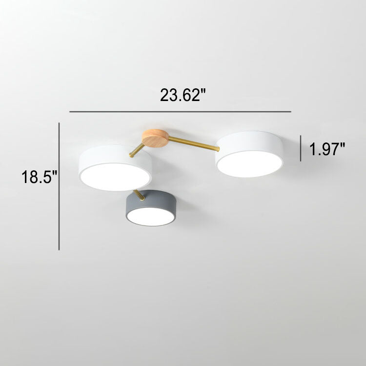 Scandinavian Minimalist LED Flush Mount Ceiling Light with Solid Wood and Iron Design