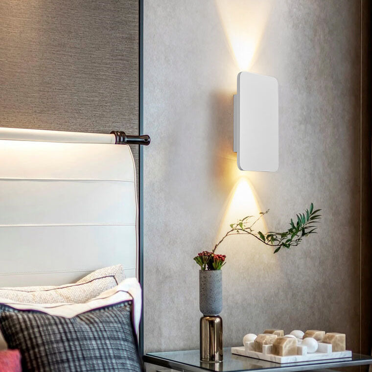 Nordic Minimalist Aluminum Rectangular Flat Panel 2-Light LED Wall Sconce