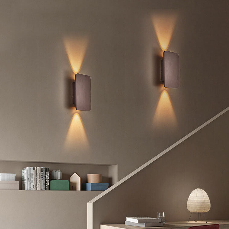 Nordic Minimalist Aluminum Rectangular Flat Panel 2-Light LED Wall Sconce