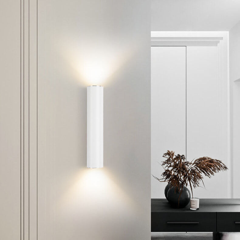 Modern Minimalist Round Aluminum Cylinder 2-Light Wall Sconce for Bedroom