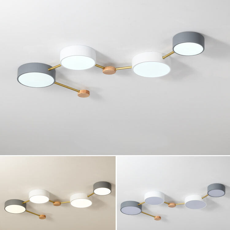 Scandinavian Minimalist LED Flush Mount Ceiling Light with Solid Wood and Iron Design