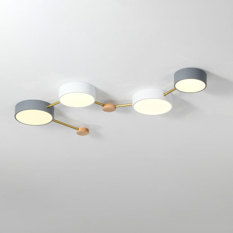 Scandinavian Minimalist LED Flush Mount Ceiling Light with Solid Wood and Iron Design