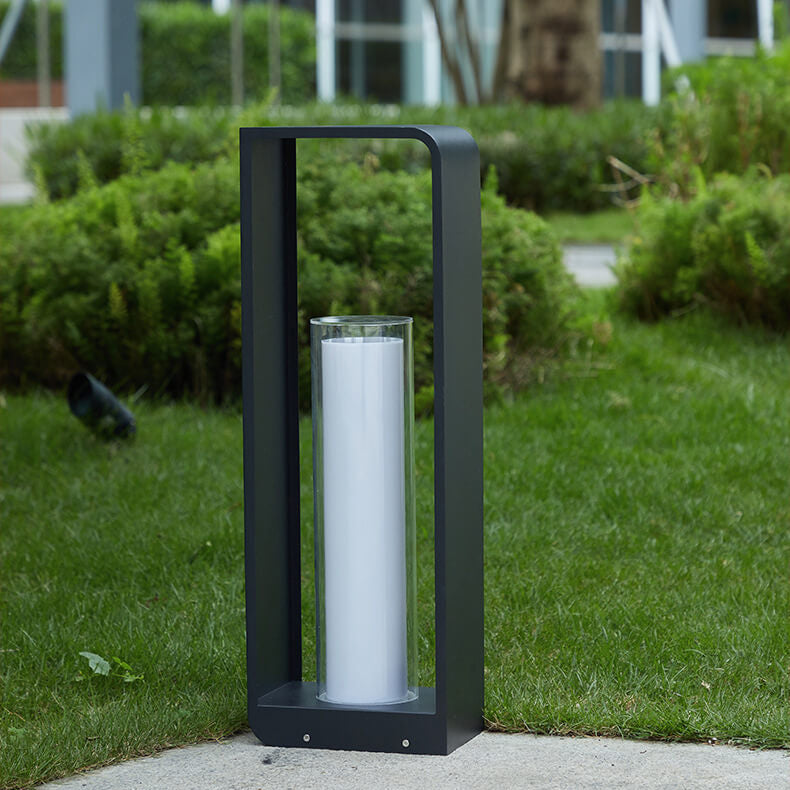 Modern Minimalist Square Stainless Steel & Acrylic LED Landscape Light, Waterproof Outdoor Lawn and Patio Fixture