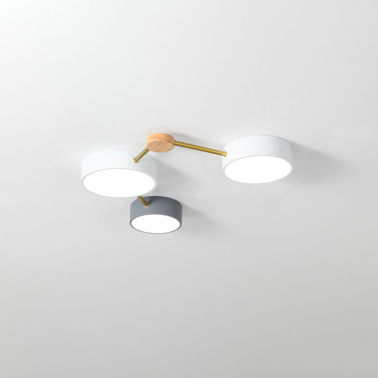Scandinavian Minimalist LED Flush Mount Ceiling Light with Solid Wood and Iron Design