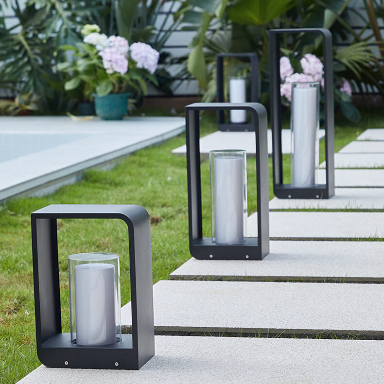Modern Minimalist Square Stainless Steel & Acrylic LED Landscape Light, Waterproof Outdoor Lawn and Patio Fixture
