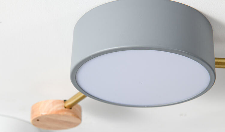 Scandinavian Minimalist LED Flush Mount Ceiling Light with Solid Wood and Iron Design