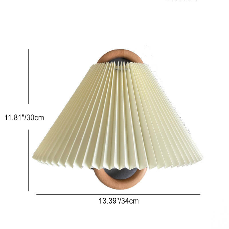 Modern Solid Wood Pleated Semi-Circular 1-Light Wall Sconce Lamp