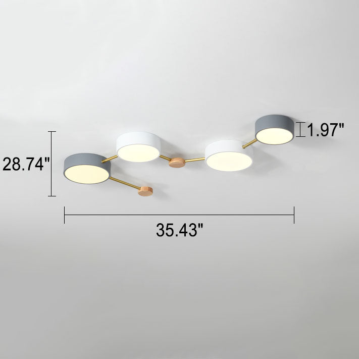 Scandinavian Minimalist LED Flush Mount Ceiling Light with Solid Wood and Iron Design