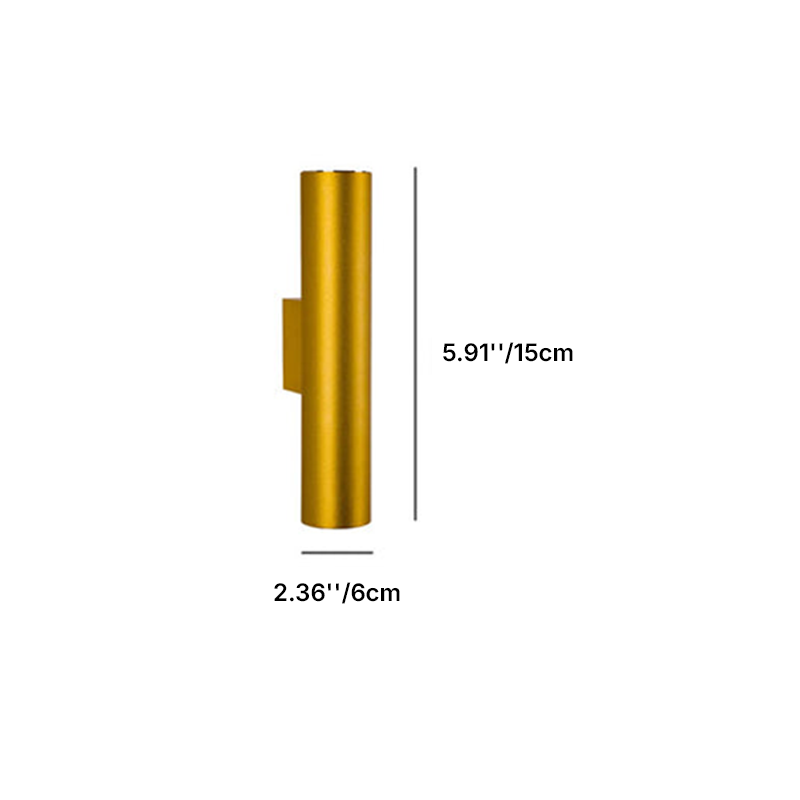 Modern Minimalist Round Aluminum Cylinder 2-Light Wall Sconce for Bedroom