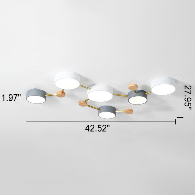 Scandinavian Minimalist LED Flush Mount Ceiling Light with Solid Wood and Iron Design