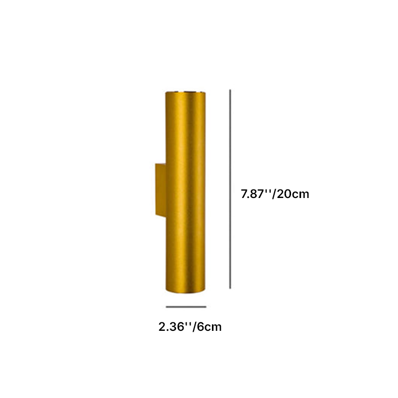 Modern Minimalist Round Aluminum Cylinder 2-Light Wall Sconce for Bedroom