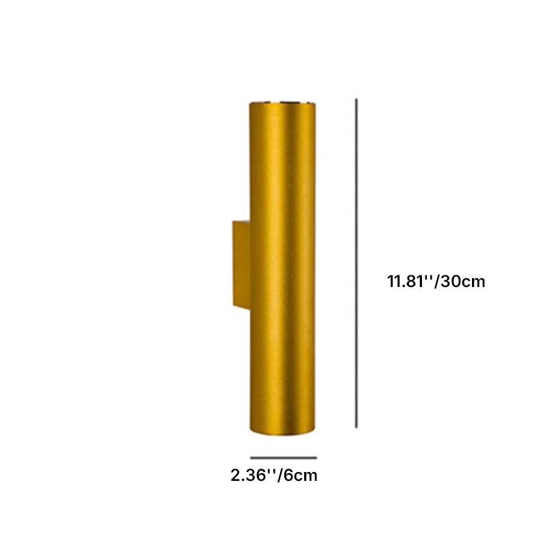 Modern Minimalist Round Aluminum Cylinder 2-Light Wall Sconce for Bedroom