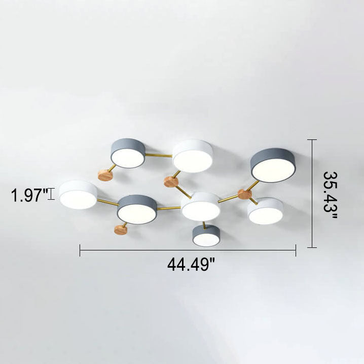 Scandinavian Minimalist LED Flush Mount Ceiling Light with Solid Wood and Iron Design