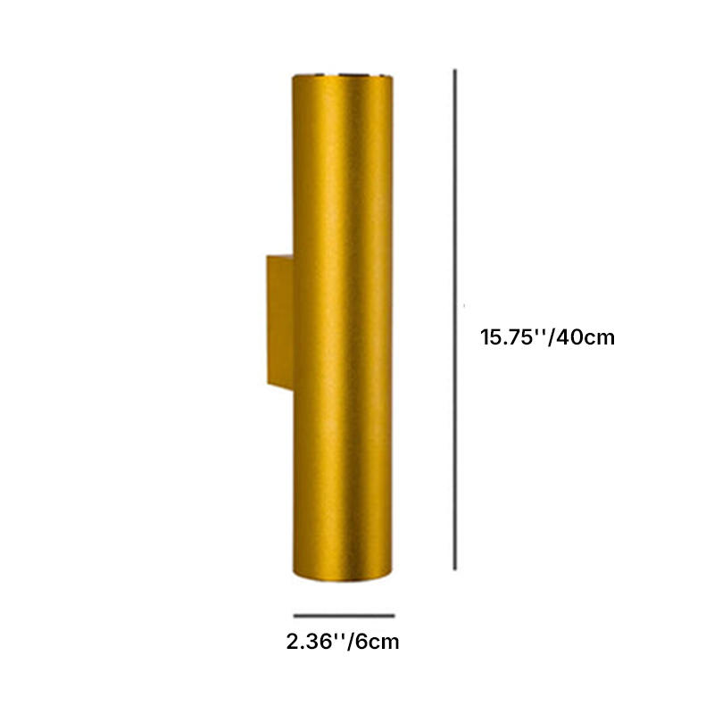 Modern Minimalist Round Aluminum Cylinder 2-Light Wall Sconce for Bedroom
