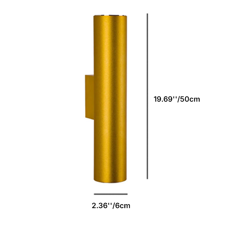 Modern Minimalist Round Aluminum Cylinder 2-Light Wall Sconce for Bedroom
