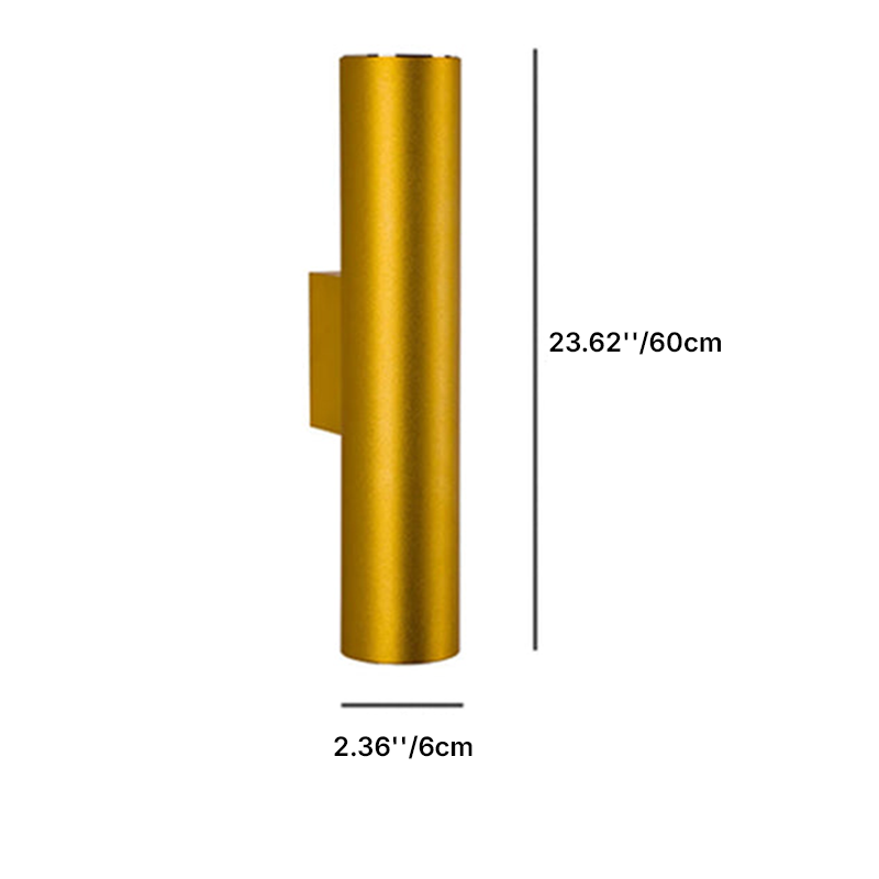 Modern Minimalist Round Aluminum Cylinder 2-Light Wall Sconce for Bedroom