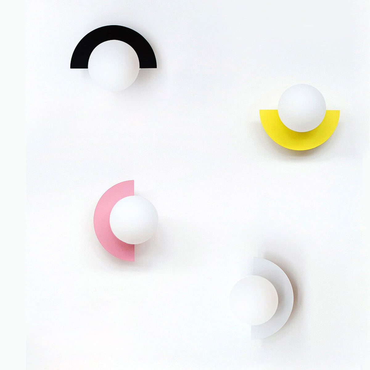 Modern Minimalist 1-Light Glass Wall Sconce with Colorful Spherical Semicircle Design