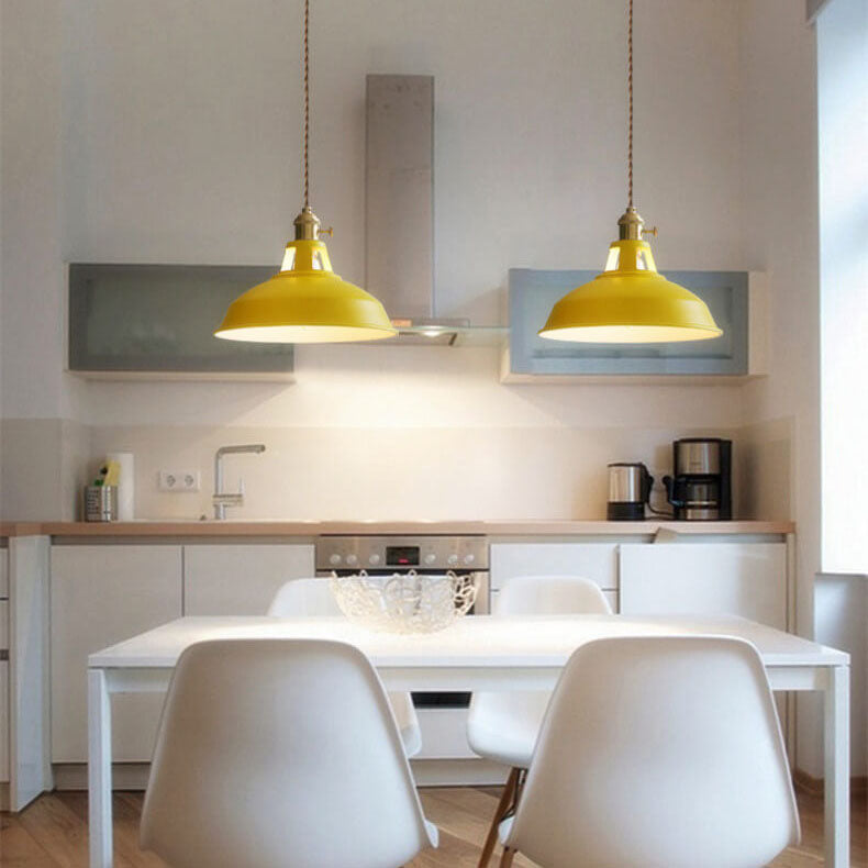 Industrial 1-Light Colorful Barn-Style Pendant Light