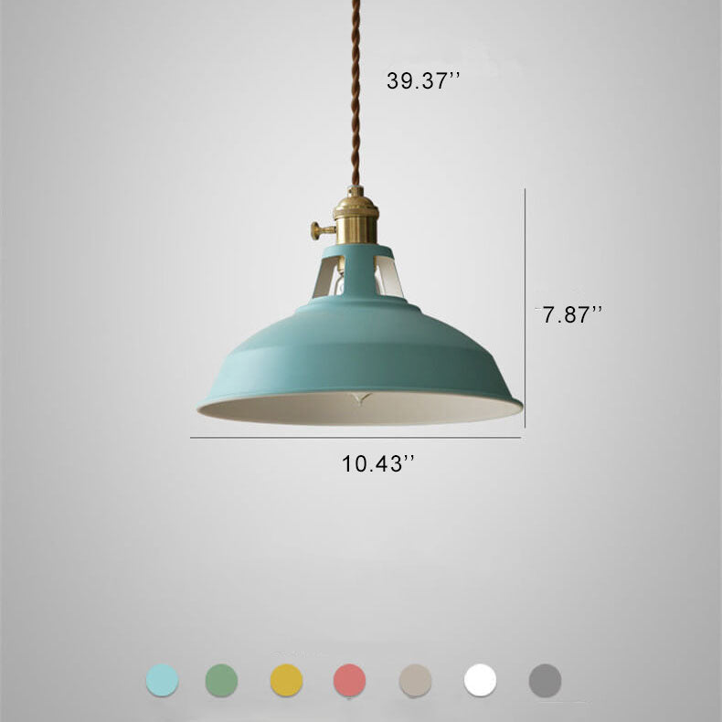 Industrial 1-Light Colorful Barn-Style Pendant Light